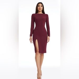 NWOT Dress the population Nadia midi dress burgundy size XS
